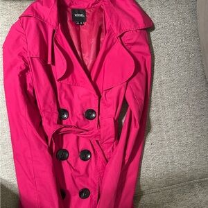 XOXO Fuchsia Double-Breasted Trench Coat